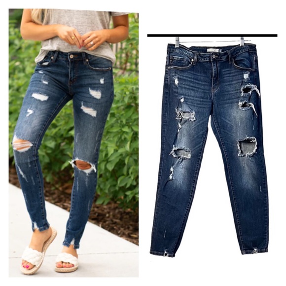 KanCan Austin Mid Rise Super Skinny Jeans Distressed Destroyed KC5055D Sz: 15/31 - Picture 2 of 16